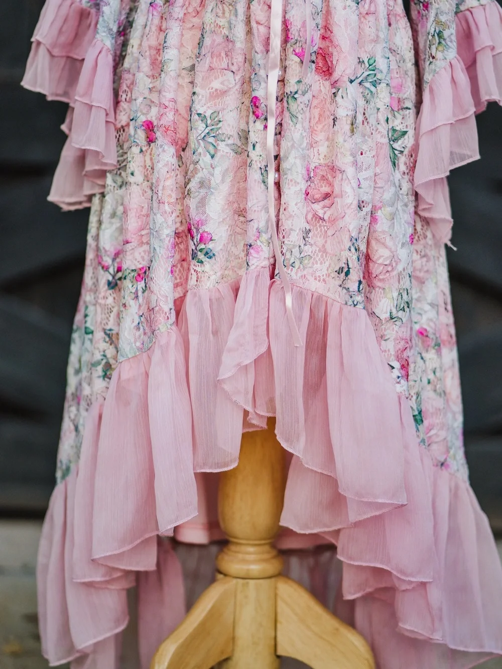Girl's Fairycore boho pink lace ruffle dress size 12